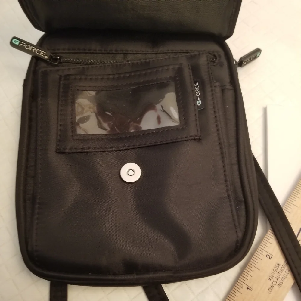GForce Black Crossbody Bag Compact Travel Shoulder Bag Adjustable Strap